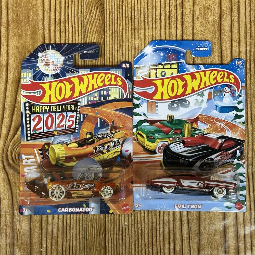 Hot Wheels 2025 Happy New Year Carbonator‎ 5/5 And Hot Wheels Evil Twin Car Lot